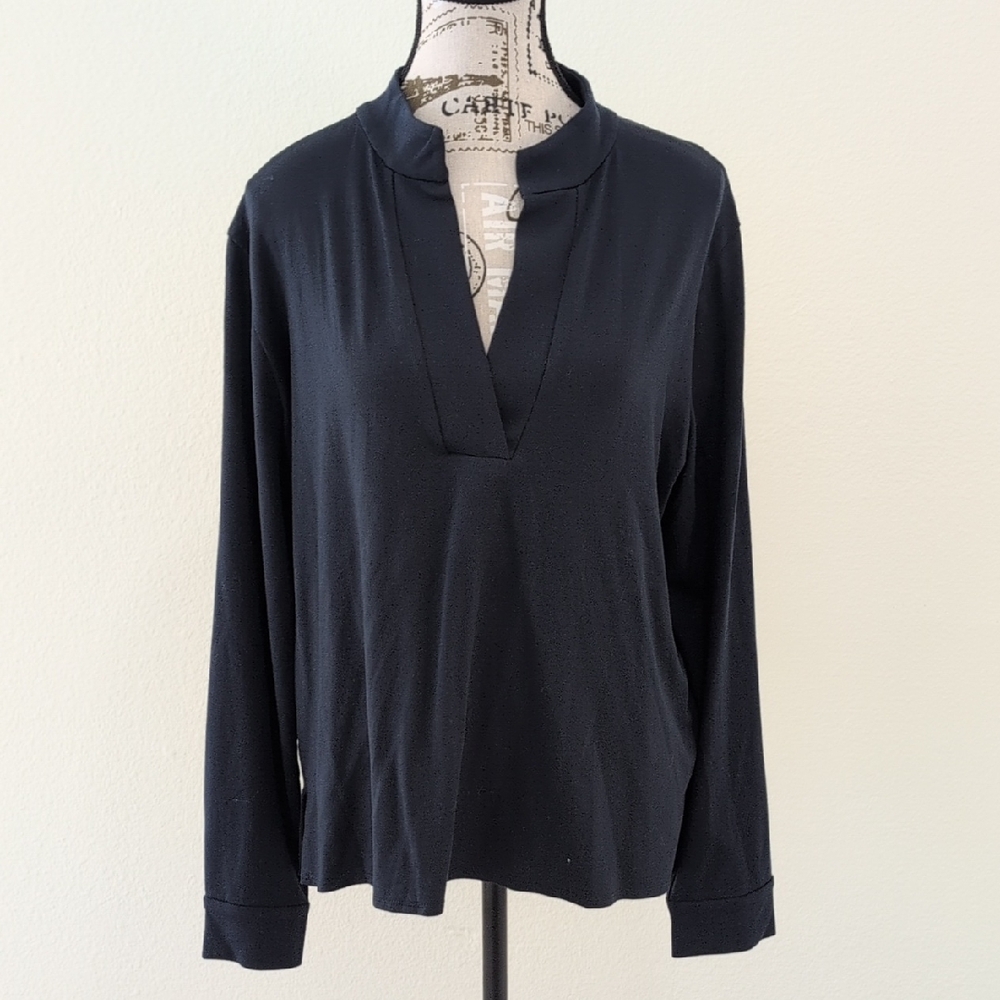 Eileen Fisher Black V-Neck Blouse